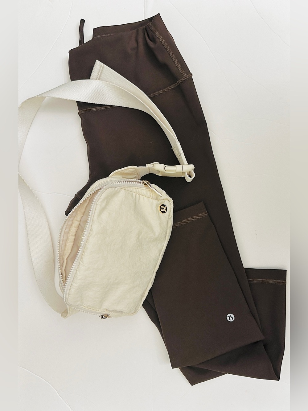 Lululemon*Bundle*WunderTrain No Line High-Rise Tight/Cream belt-bag~EUC*Sz-14